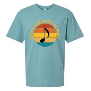 Funny Music Easily Distracted By Music Musician Music Lover Sueded Cloud Jersey T-Shirt