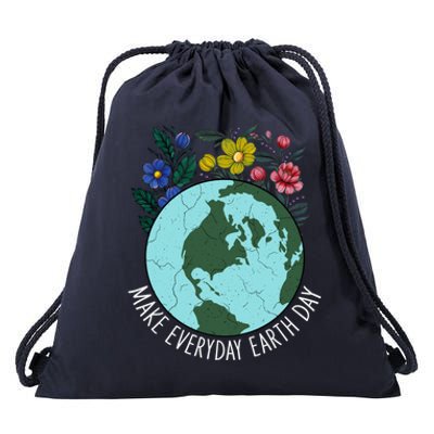 Funny Make Everyday Earth Day Planet World Earth Day Flower Gift Drawstring Bag