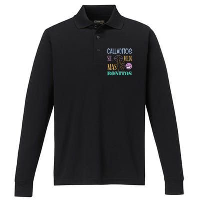 Funny Maestra Espanol Spanish Teacher Performance Long Sleeve Polo