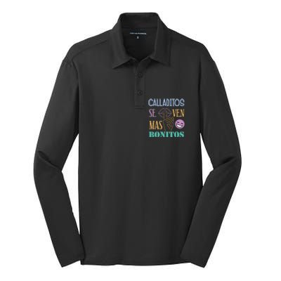 Funny Maestra Espanol Spanish Teacher Silk Touch Performance Long Sleeve Polo