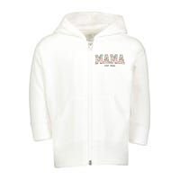 Floral Mama Est 2024 Promoted To Mommy 2024 For MotherS Day Toddler Zip Fleece Hoodie