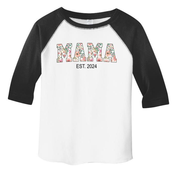 Floral Mama Est 2024 Promoted To Mommy 2024 For MotherS Day Toddler Fine Jersey T-Shirt