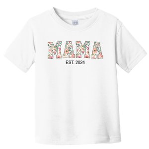 Floral Mama Est 2024 Promoted To Mommy 2024 For MotherS Day Toddler T-Shirt