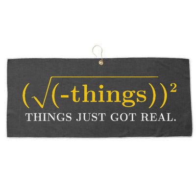 Funny Math Equation Things Just Got Real Saying Large Microfiber Waffle Golf Towel