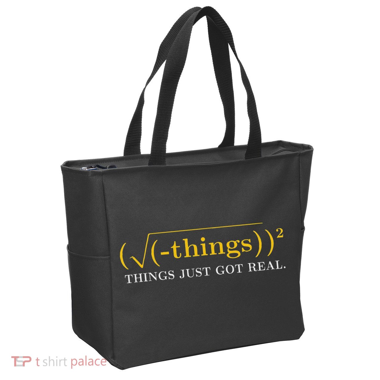 Funny Math Equation Things Just Got Real Saying Zip Tote Bag