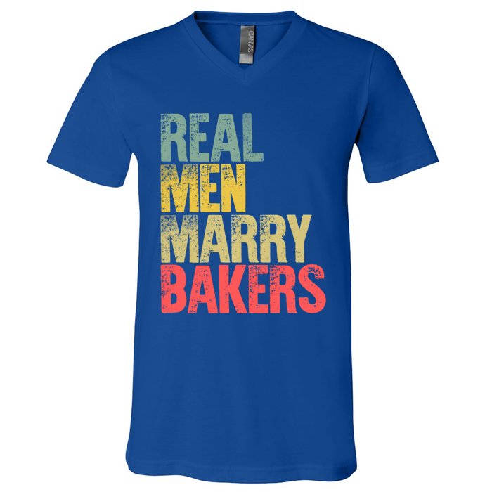 Funny Marriage Funny Gift Real Marry Bakers Groom Funny Gift V-Neck T-Shirt