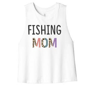 Fishing Mom Fisher Gift Funny Gift Funny Fishing Lovers Gift Women's Racerback Cropped Tank