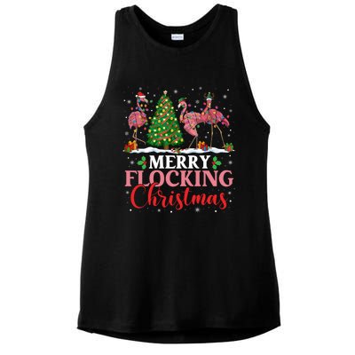 Flamingo Merry Flocking Christmas Funny Xmas Funny Gift Ladies PosiCharge Tri-Blend Wicking Tank