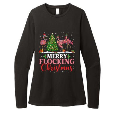 Flamingo Merry Flocking Christmas Funny Xmas Funny Gift Womens CVC Long Sleeve Shirt