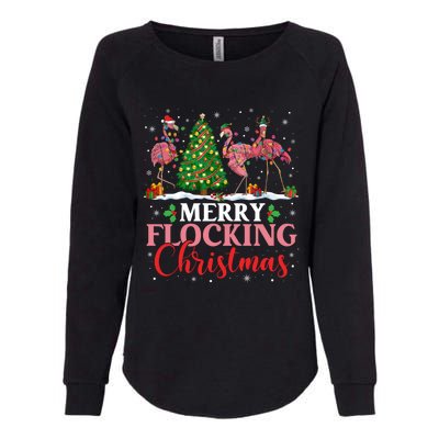 Flamingo Merry Flocking Christmas Funny Xmas Funny Gift Womens California Wash Sweatshirt