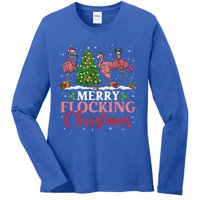 Flamingo Merry Flocking Christmas Funny Xmas Funny Gift Ladies Long Sleeve Shirt