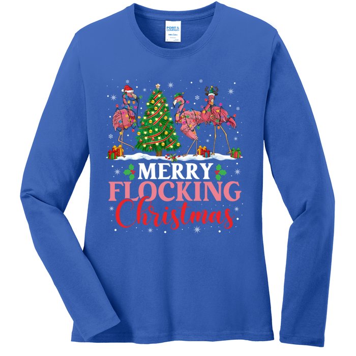 Flamingo Merry Flocking Christmas Funny Xmas Funny Gift Ladies Long Sleeve Shirt