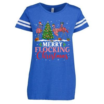 Flamingo Merry Flocking Christmas Funny Xmas Funny Gift Enza Ladies Jersey Football T-Shirt