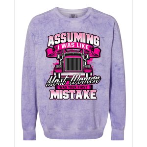 First Mistake Female Semi Truck Driver Trucker Trucking Colorblast Crewneck Sweatshirt