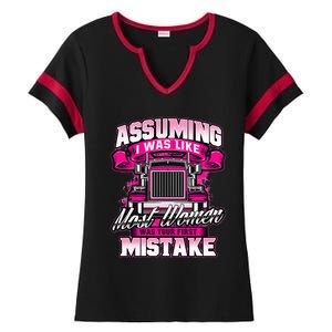 First Mistake Female Semi Truck Driver Trucker Trucking Ladies Halftime Notch Neck Tee