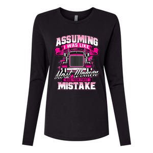 First Mistake Female Semi Truck Driver Trucker Trucking Womens Cotton Relaxed Long Sleeve T-Shirt