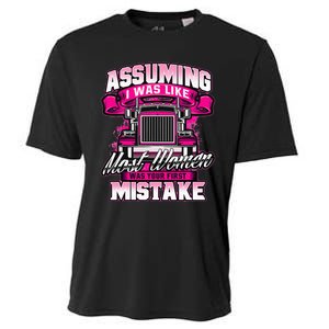 First Mistake Female Semi Truck Driver Trucker Trucking Cooling Performance Crew T-Shirt