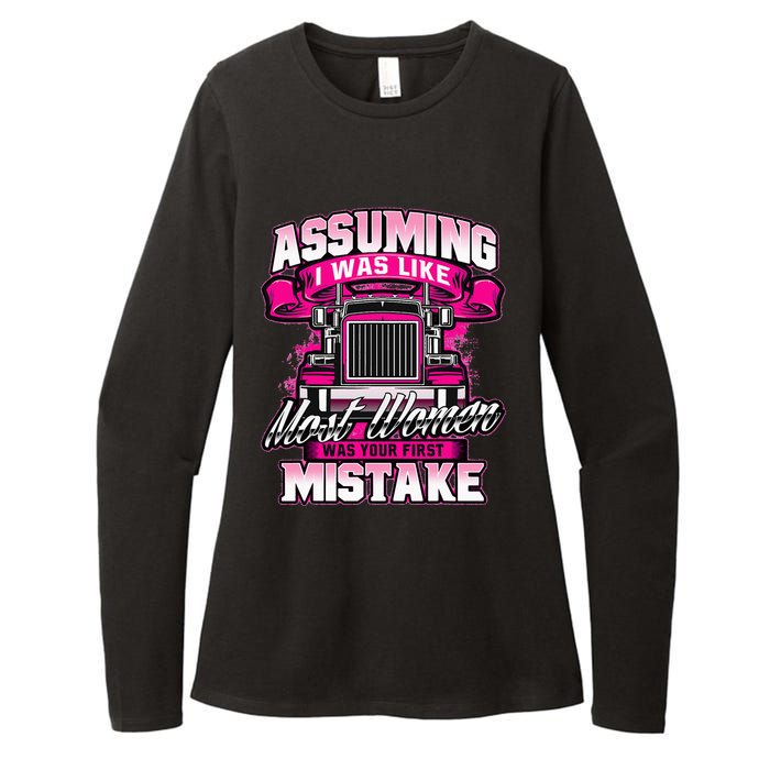 First Mistake Female Semi Truck Driver Trucker Trucking Womens CVC Long Sleeve Shirt