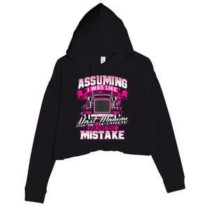 First Mistake Female Semi Truck Driver Trucker Trucking Crop Fleece Hoodie