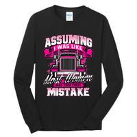 First Mistake Female Semi Truck Driver Trucker Trucking Tall Long Sleeve T-Shirt