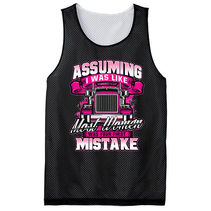 First Mistake Female Semi Truck Driver Trucker Trucking Mesh Reversible Basketball Jersey Tank