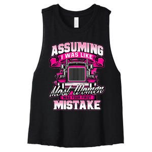 First Mistake Female Semi Truck Driver Trucker Trucking Women's Racerback Cropped Tank