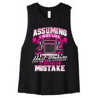 First Mistake Female Semi Truck Driver Trucker Trucking Women's Racerback Cropped Tank