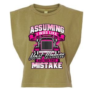 First Mistake Female Semi Truck Driver Trucker Trucking Garment-Dyed Women's Muscle Tee