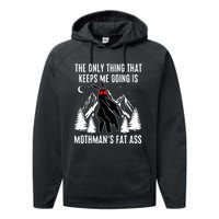 Funny Mothman Fat Ass Vintage Cryptid Performance Fleece Hoodie