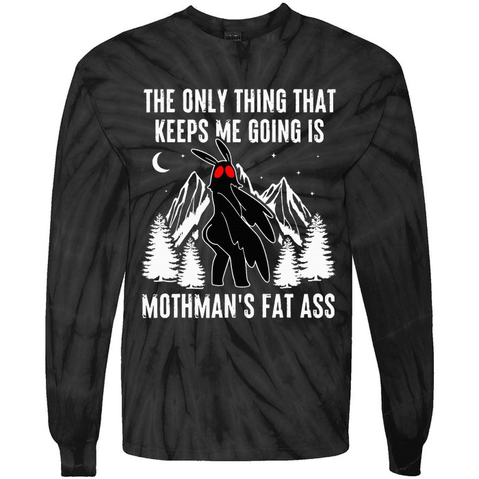 Funny Mothman Fat Ass Vintage Cryptid Tie-Dye Long Sleeve Shirt