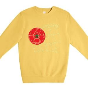 Funny Morocco Flag Retro Soccer Lover Football Fan Funny Gift Premium Crewneck Sweatshirt