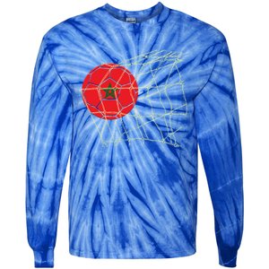 Funny Morocco Flag Retro Soccer Lover Football Fan Funny Gift Tie-Dye Long Sleeve Shirt