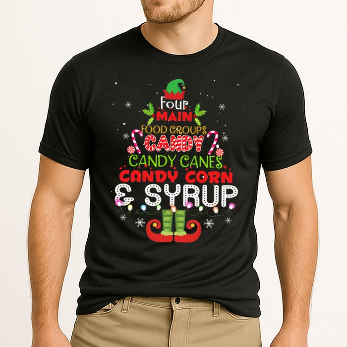 Four Main Food Groups Elf Buddy Christmas Pajama  Cooling Performance Crew T-Shirt