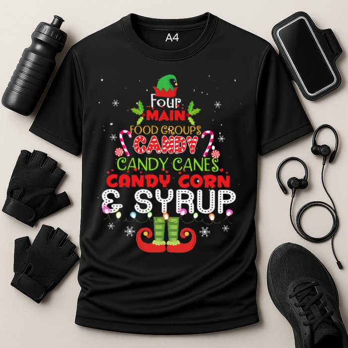 Four Main Food Groups Elf Buddy Christmas Pajama  Cooling Performance Crew T-Shirt