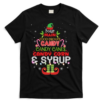 Four Main Food Groups Elf Buddy Christmas Pajama  T-Shirt