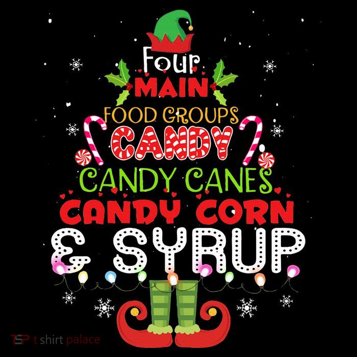 Four Main Food Groups Elf Buddy Christmas Pajama  Flatbill Hat