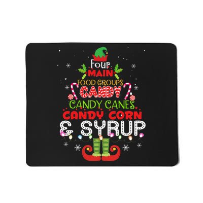 Four Main Food Groups Elf Buddy Christmas Pajama  Mousepad