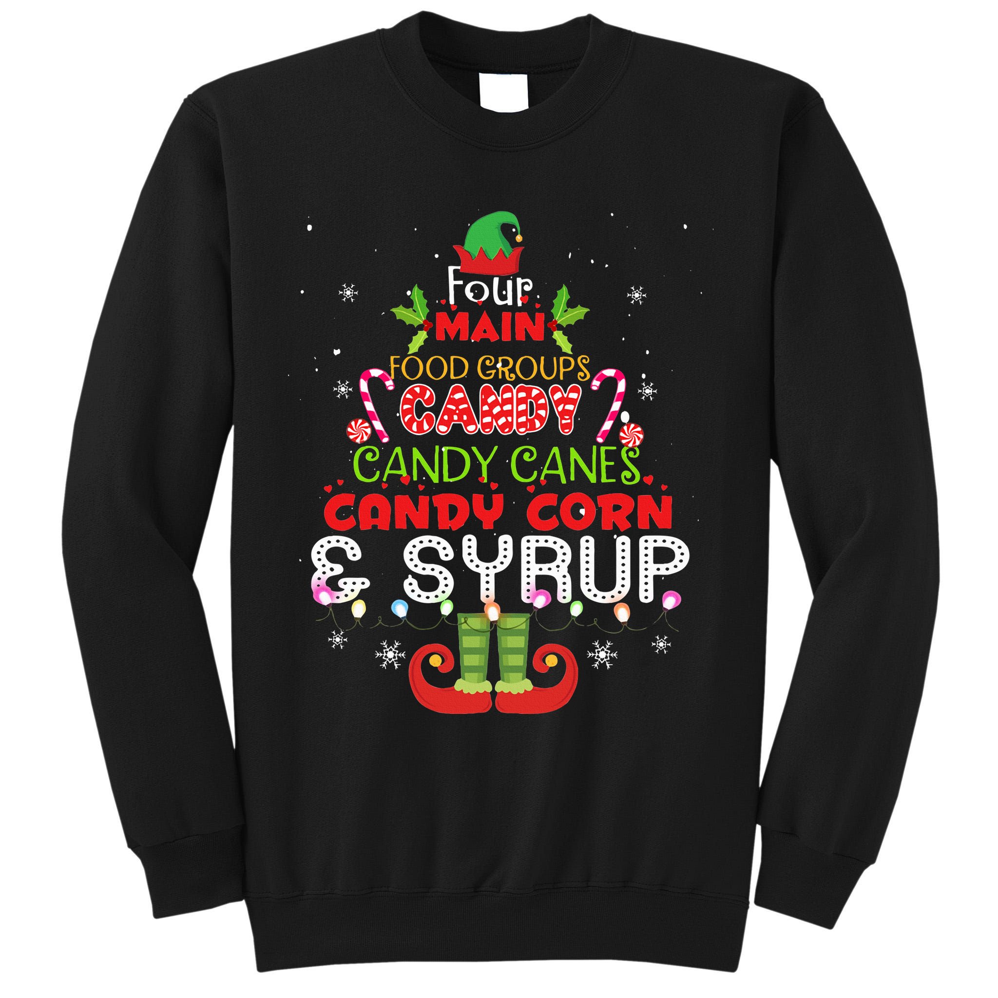 Four Main Food Groups Elf Buddy Christmas Pajama  Tall Sweatshirt