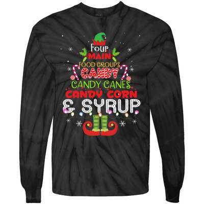 Four Main Food Groups Elf Buddy Christmas Pajama  Tie-Dye Long Sleeve Shirt