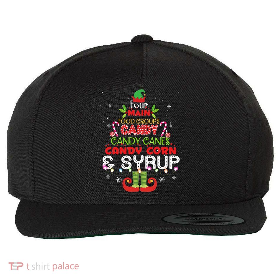 Four Main Food Groups Elf Buddy Christmas Pajama  Wool Snapback Cap