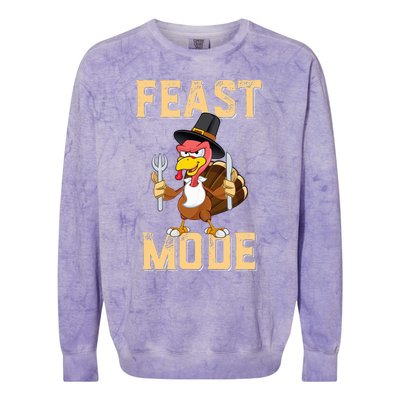 Feast Mode Funny Thanksgiving Holiday Turkey Colorblast Crewneck Sweatshirt