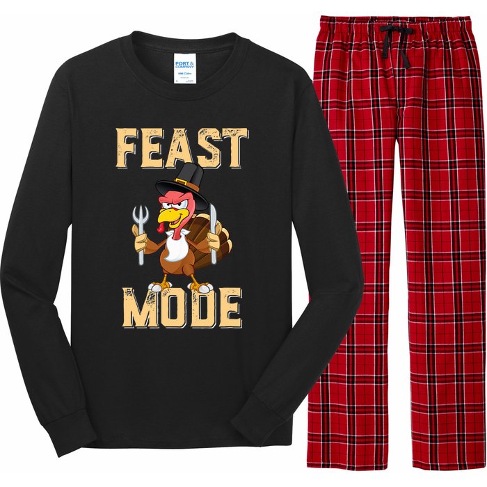 Feast Mode Funny Thanksgiving Holiday Turkey Long Sleeve Pajama Set