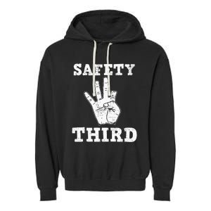 Funny Missing Finger Safety Third Fireworks July 4th Joke Garment-Dyed Fleece Hoodie