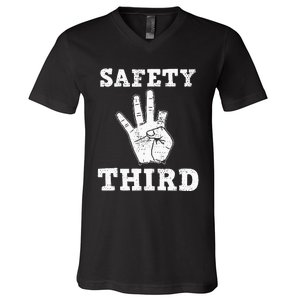 Funny Missing Finger Safety Third Fireworks July 4th Joke V-Neck T-Shirt