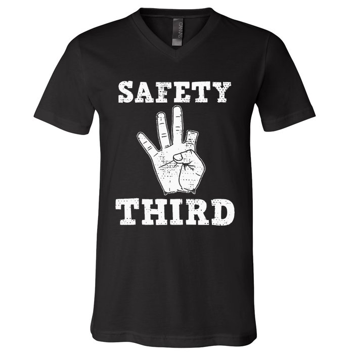 Funny Missing Finger Safety Third Fireworks July 4th Joke V-Neck T-Shirt