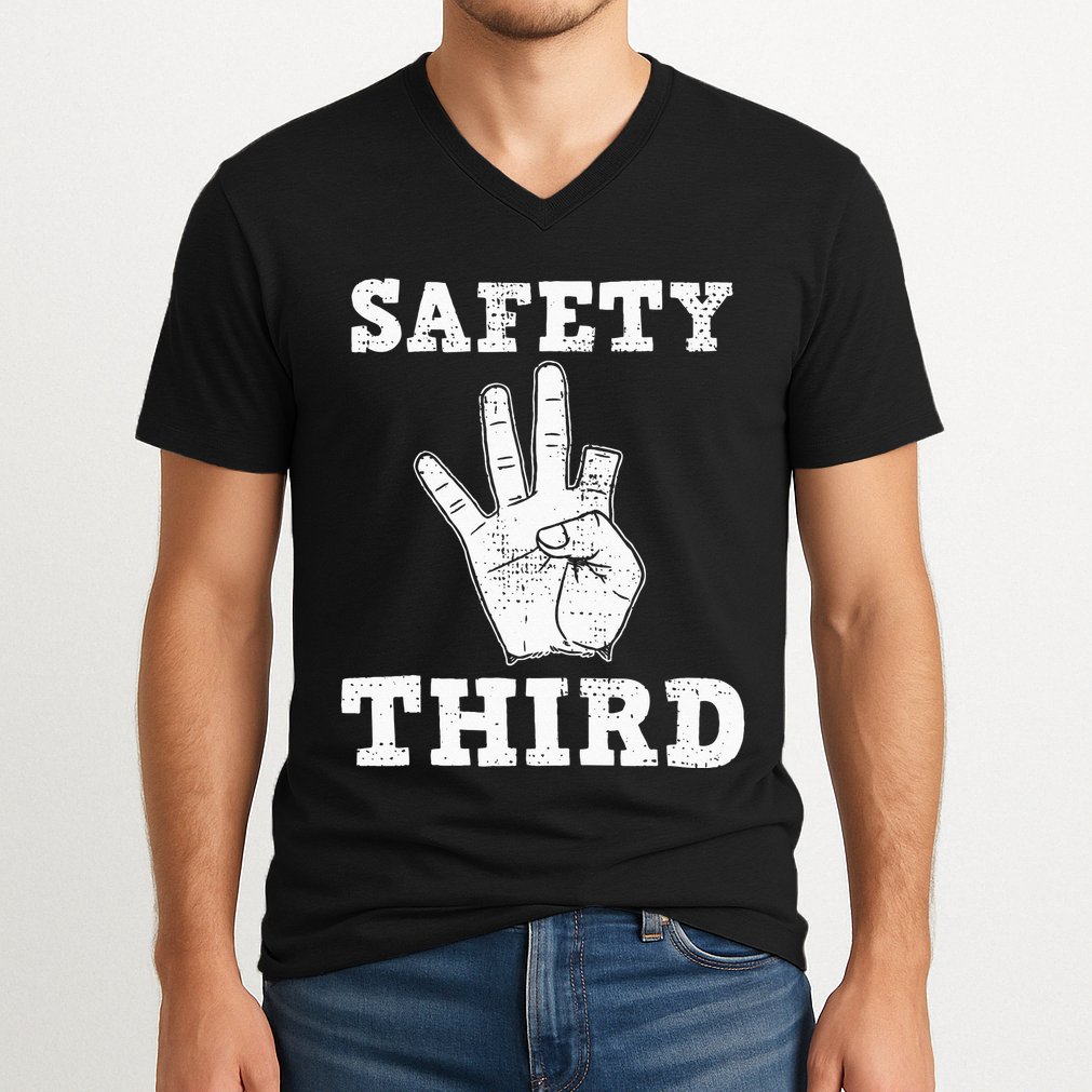 Funny Missing Finger Safety Third Fireworks July 4th Joke V-Neck T-Shirt