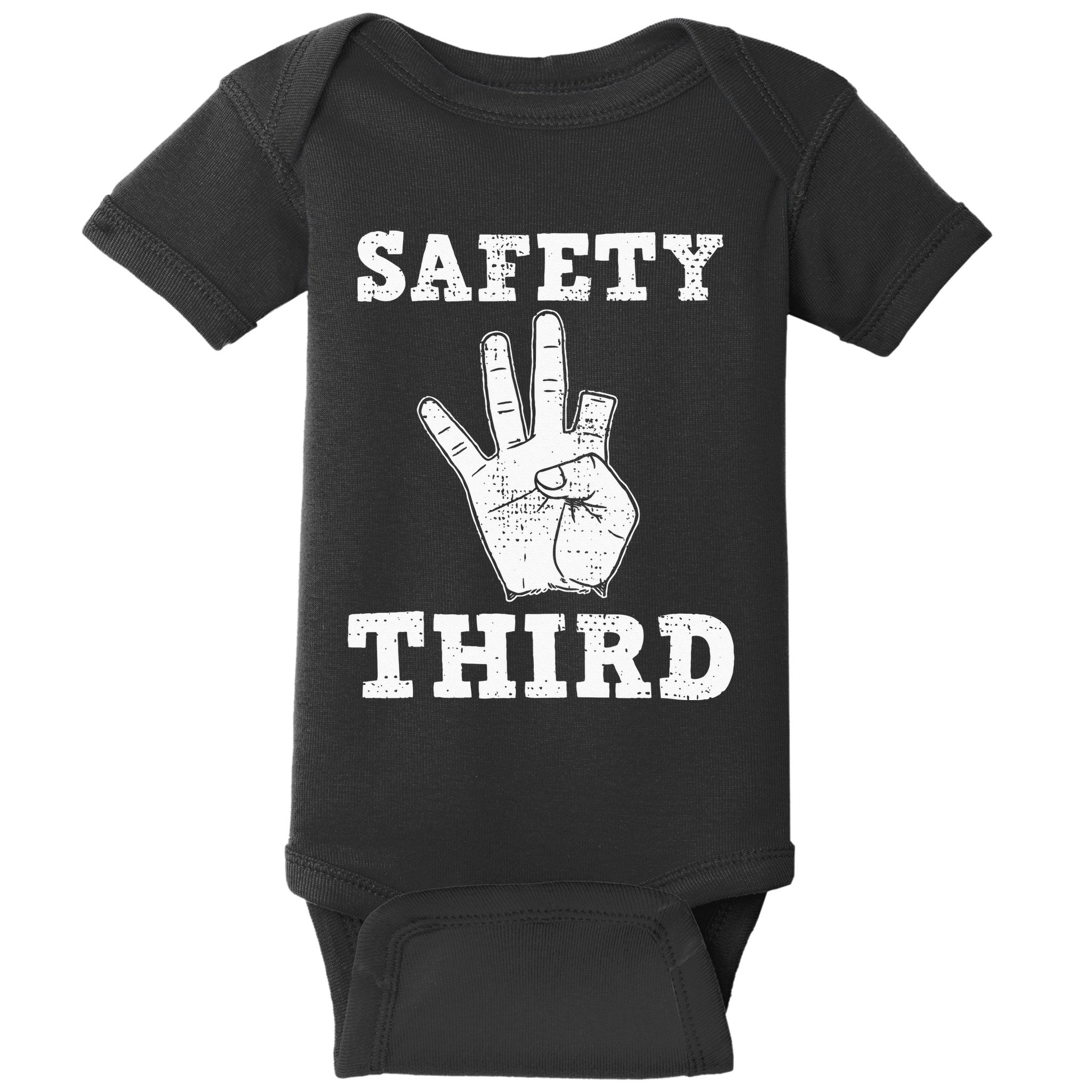 Funny Missing Finger Safety Third Fireworks July 4th Joke Baby Bodysuit