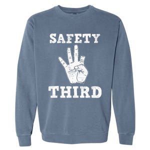 Funny Missing Finger Safety Third Fireworks July 4th Joke Garment-Dyed Sweatshirt