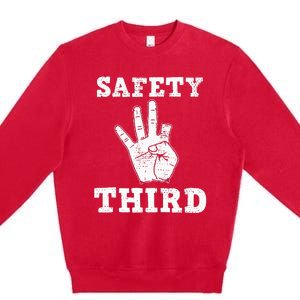 Funny Missing Finger Safety Third Fireworks July 4th Joke Premium Crewneck Sweatshirt