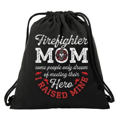 Firefighter Mom Firewoman Proud Moms Mothers Day Vintage Drawstring Bag